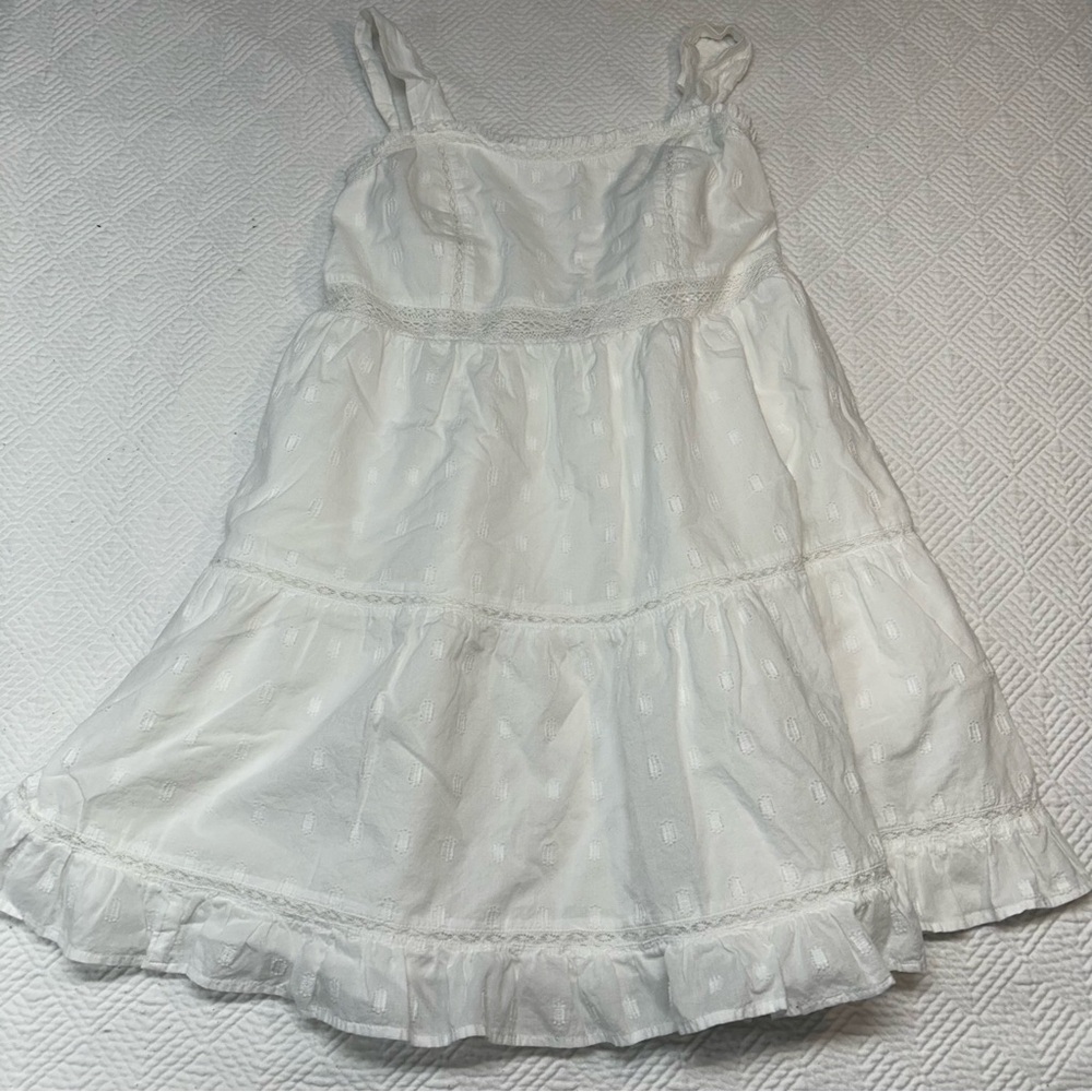 American Eagle White Swiss Dot Tiered Sundress